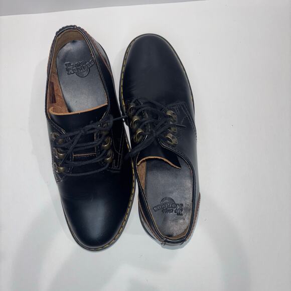 Dr. Martens Leona Lo Smooth Leather Heeled Lace-Up Platform Shoes – Black Size 8 - Picture 6 of 15